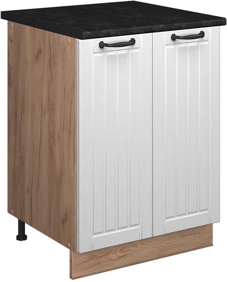 Vicco Wastafelkast Fame-Line, Wit Landhuis/Goudkleurig Eiken, 60 cm