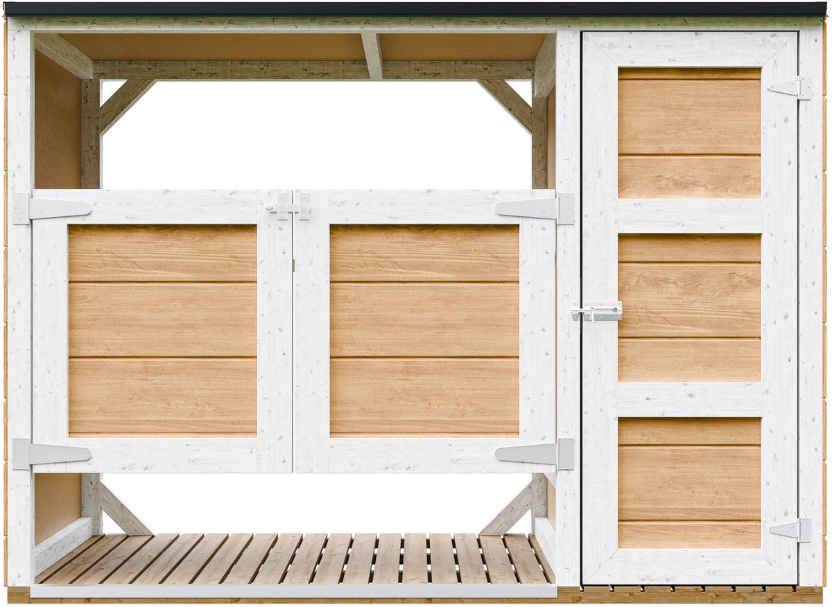 Timbela M981A-HARVEST HONEY - LP SmartSide Kliko ombouw - 2x240L - met deuren - container ombouw hout