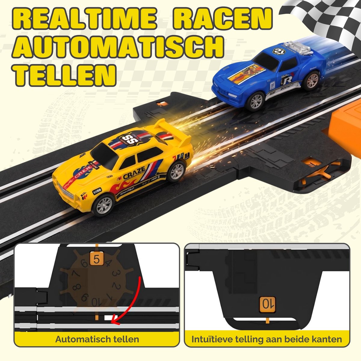 CosmoToys Elektrische Racebaan - Incl. Verkeersbordenset - Auto Speelgoed - voor Kinderen - Autobaan Speelgoed - Kinderspeelgoed - 13,0M Lang - Infinite Track — afbeelding 8