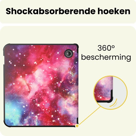 Hoes Geschikt voor Kobo Libra 2 - E-reader Bescherm Hoesje Case Sleep Cover Met Screenprotector - Hoes Geschikt voor Kobo Libra 2 Hoesje - Galaxy — afbeelding 4
