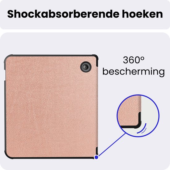 Hoes Geschikt voor Kobo Libra 2 - Met Screenprotector - Luxe E-reader Bescherm Case - Hoesje Book Cover - Rosé Goud — afbeelding 4