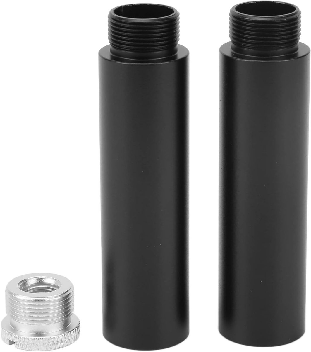 Verlengbuis voor microfoonstandaard, 2-delige set met adapters, 5/8" en 3/8" schroefdraad, ideaal voor opname en live muziek