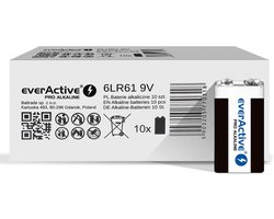 10x everActive PRO 6LR61 6LF22 E-Block 9V 550mAh alkaline batterijen