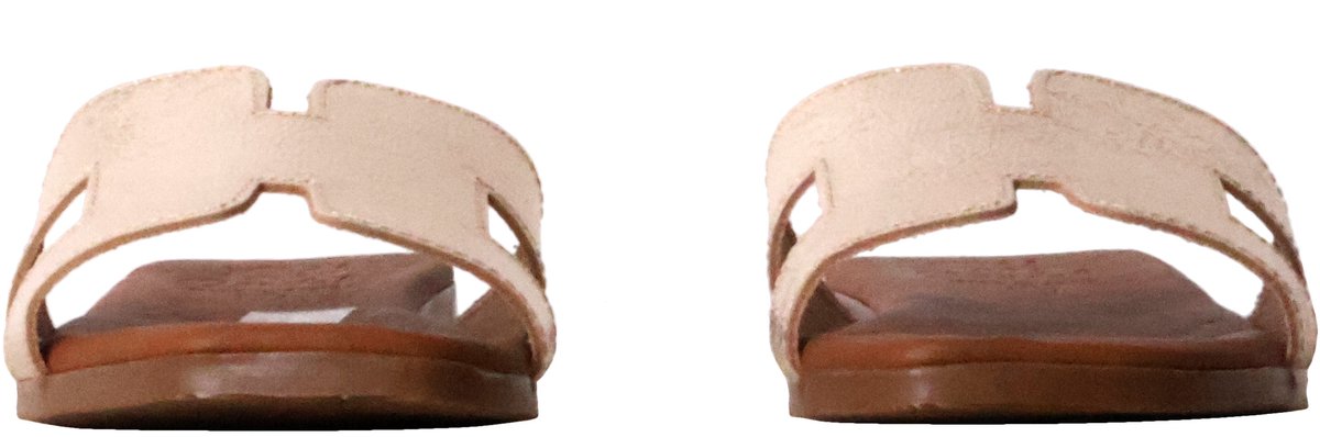 Platte leren sandalen