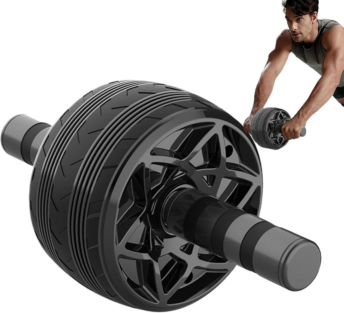 Buikspierwiel - Core Trainer - Kracht Training - Automatische Terugslag - 21x17x15cm - Zwart