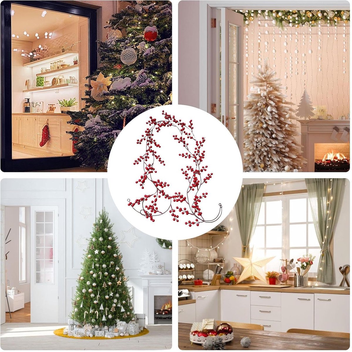 Kerst Guirlande - Bessen Rank - Feestelijke Decoratie - Realistisch Aanvoelend - 200 cm - Rood – foto 7