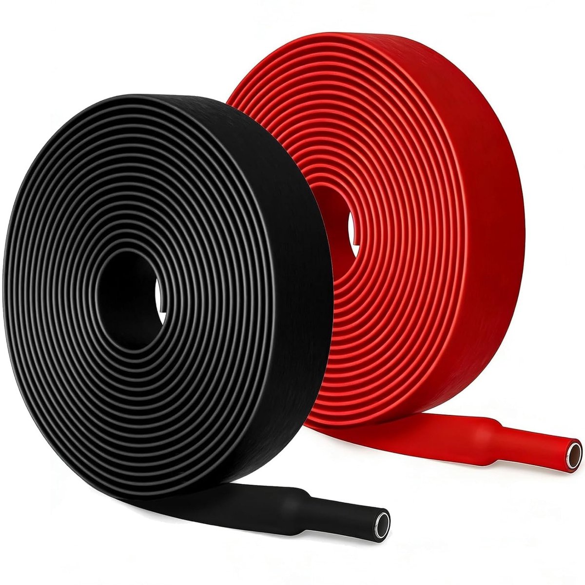 Krimpkous set van 2 stuks Ø 39 mm, 2 m lengte, waterdicht en isolerend voor kabelisolatie, markering en reparaties (zwart + rood)