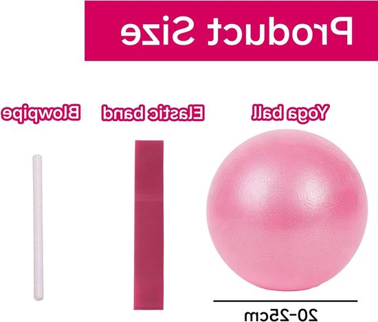 Pilatesbal 25 cm met elastische band, eenvoudig opblazen zonder pomp voor fitness, yoga, core training en buikoefeningen — afbeelding 5