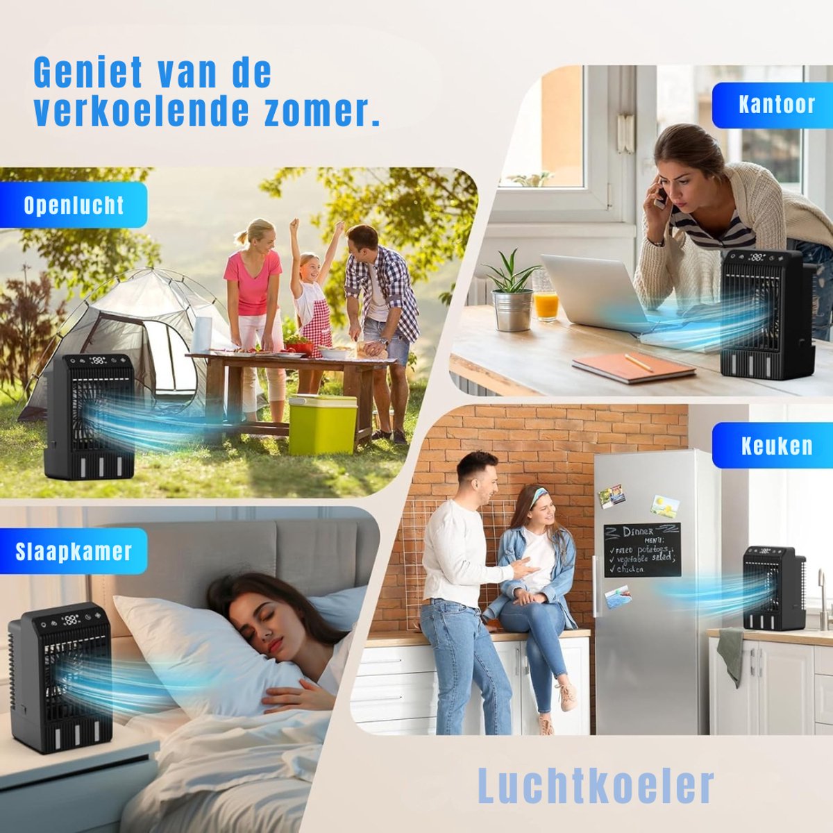 DnA® Airco Zonder Afvoerslang - Mobile Airco - Aircooler - Energy Class A++ - 1L Water Tank - Zwart - 20cm x 16cm x 25cm – foto 8