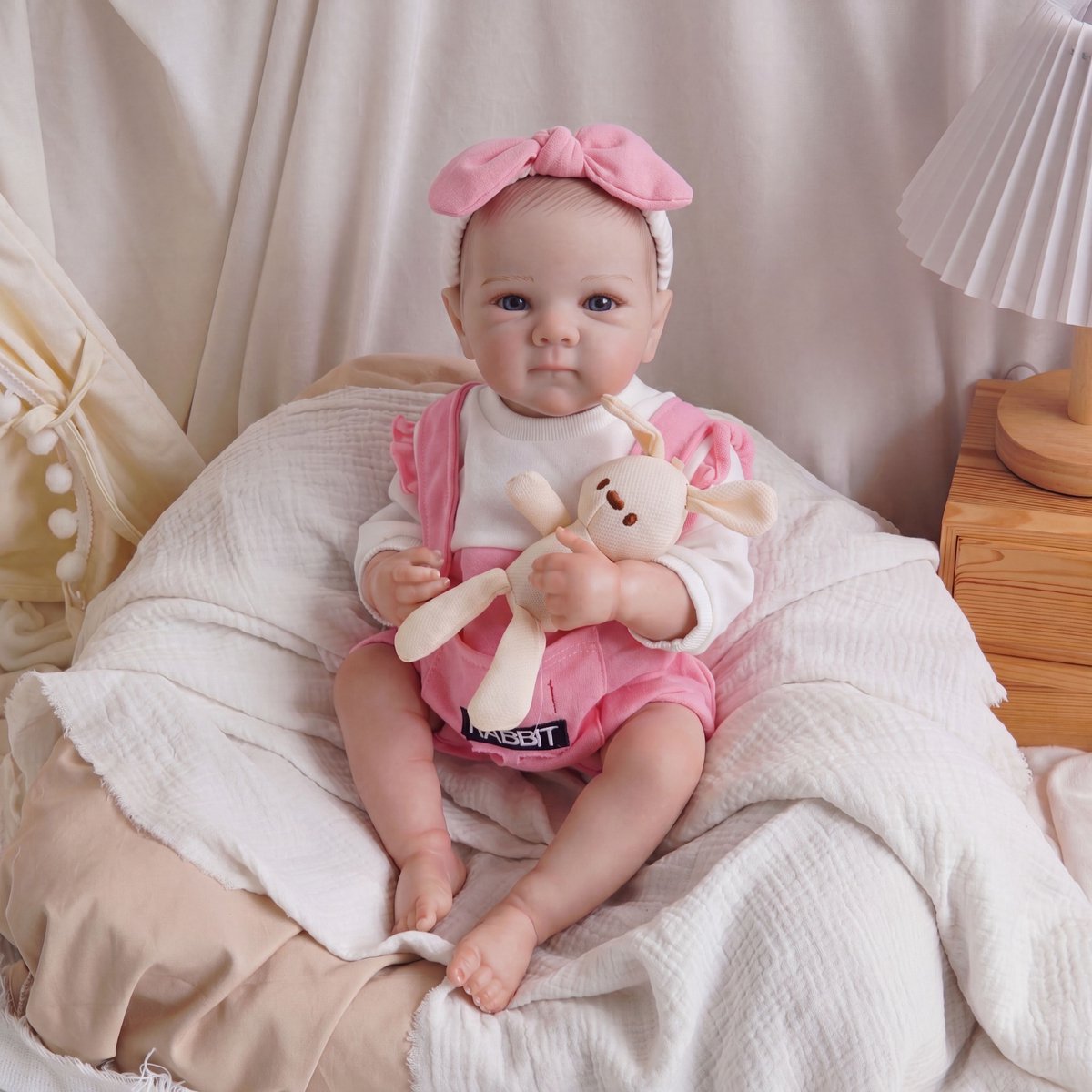 Lovibella® Lieve Levensechte Babypoppen - 1,1 Kilo - 45 CM - Reborn Baby Pop - met Accessoires - Reborn Baby - Reborn Baby Doll - Dementie Pop - Reborn Poppen Meisje - — afbeelding 8