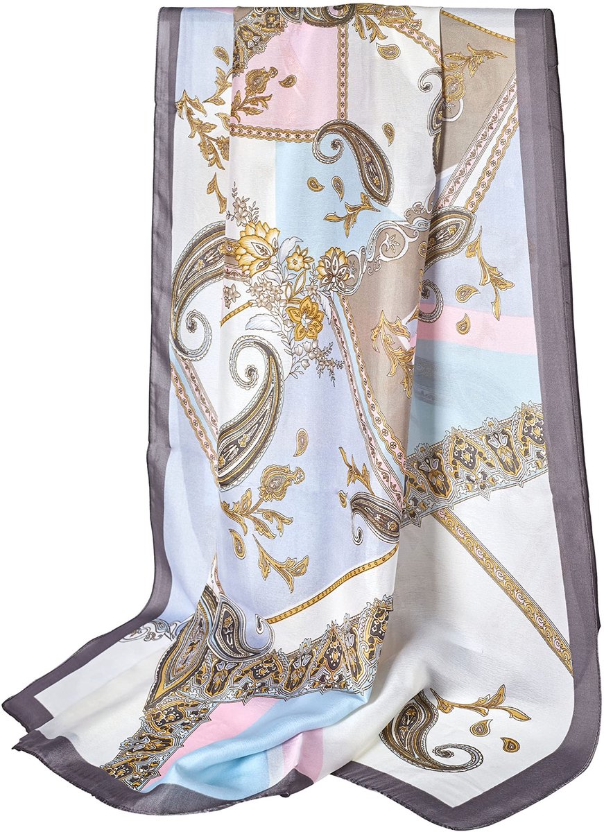 Solidchoice- Sjaal groot 180 x 90 cm - Zijdeachtig - Kleurrijke prints - Elegante halsdoek - Modieuze sjaal dames - Perfect voor speciale gelegenheden - Sjaaltje