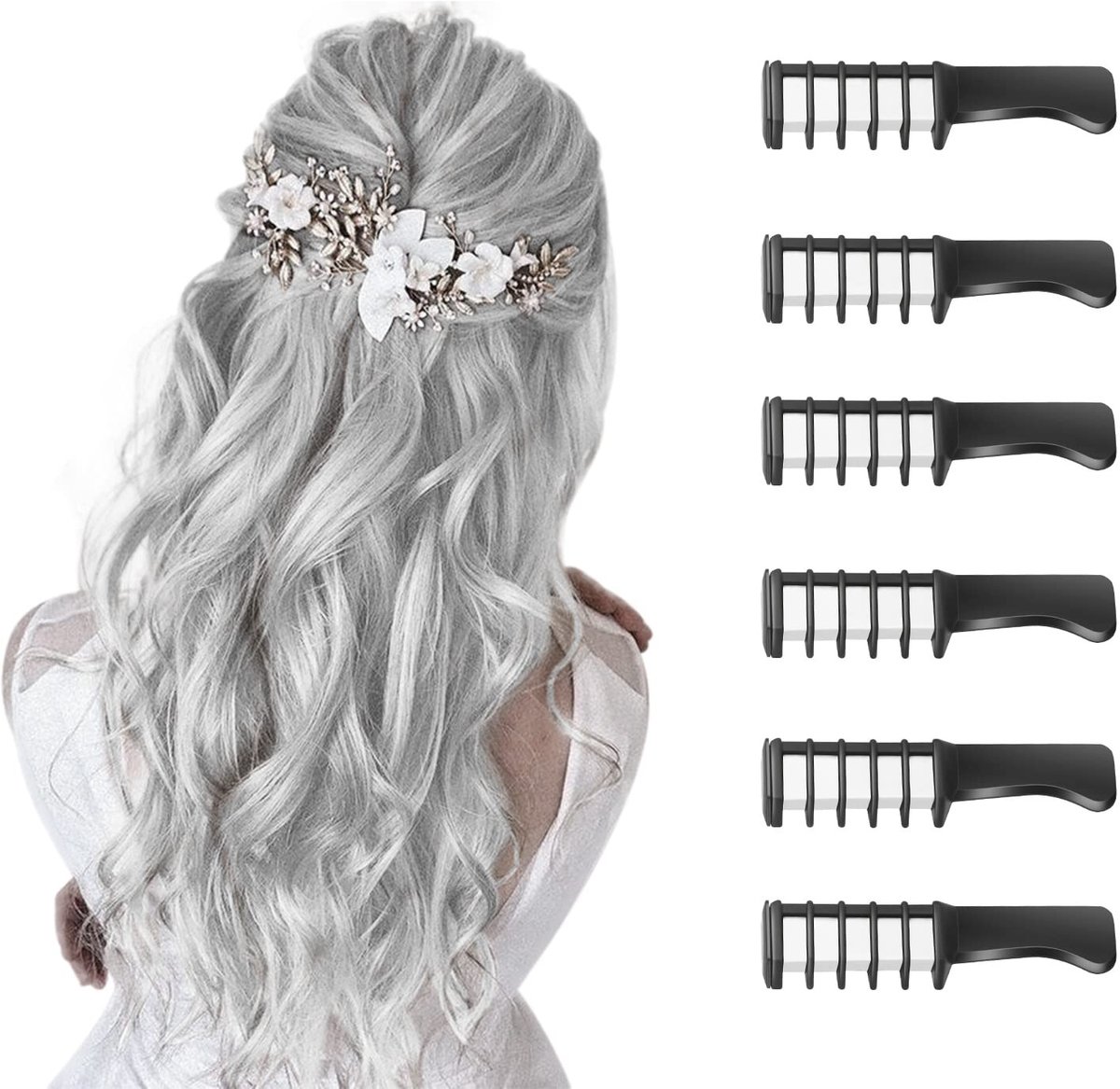 Dailygoods- Haarkrijt 6 Stuks Witte - Tijdelijke Haarkleurverf
