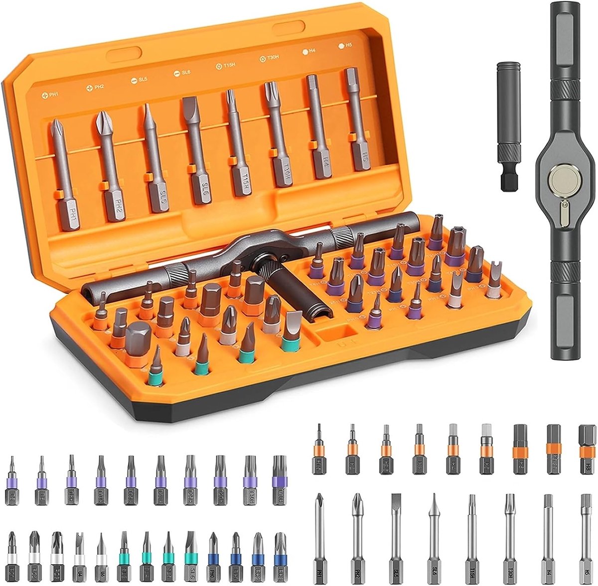 Schroevendraaierset - Doe-het-zelf tool - Reparaties uitvoeren - 42-in-1 met ratel - 42 onderdelen - Oranje