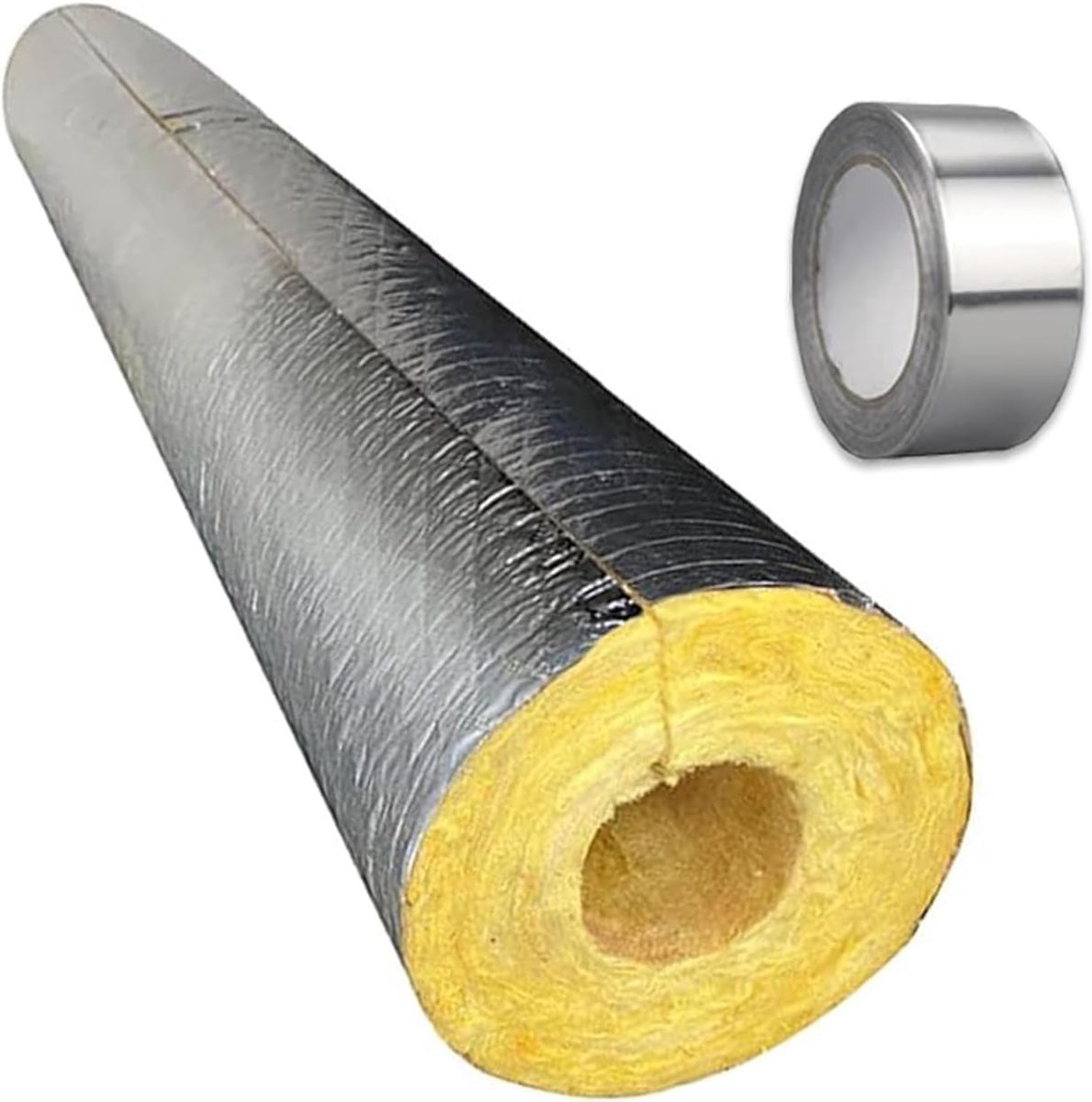 Buisleiding isolatie - Glaswol isolatie - Warmte behoud - Slijtvaste laag - 1 meter - Grijs