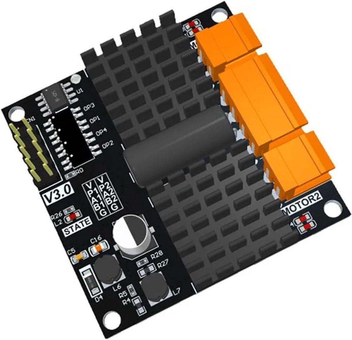 Motor Driver Module - H Brug Controller - Motoren Aansturen - Dubbel Kanaal - 50mmx50mm - Zwart