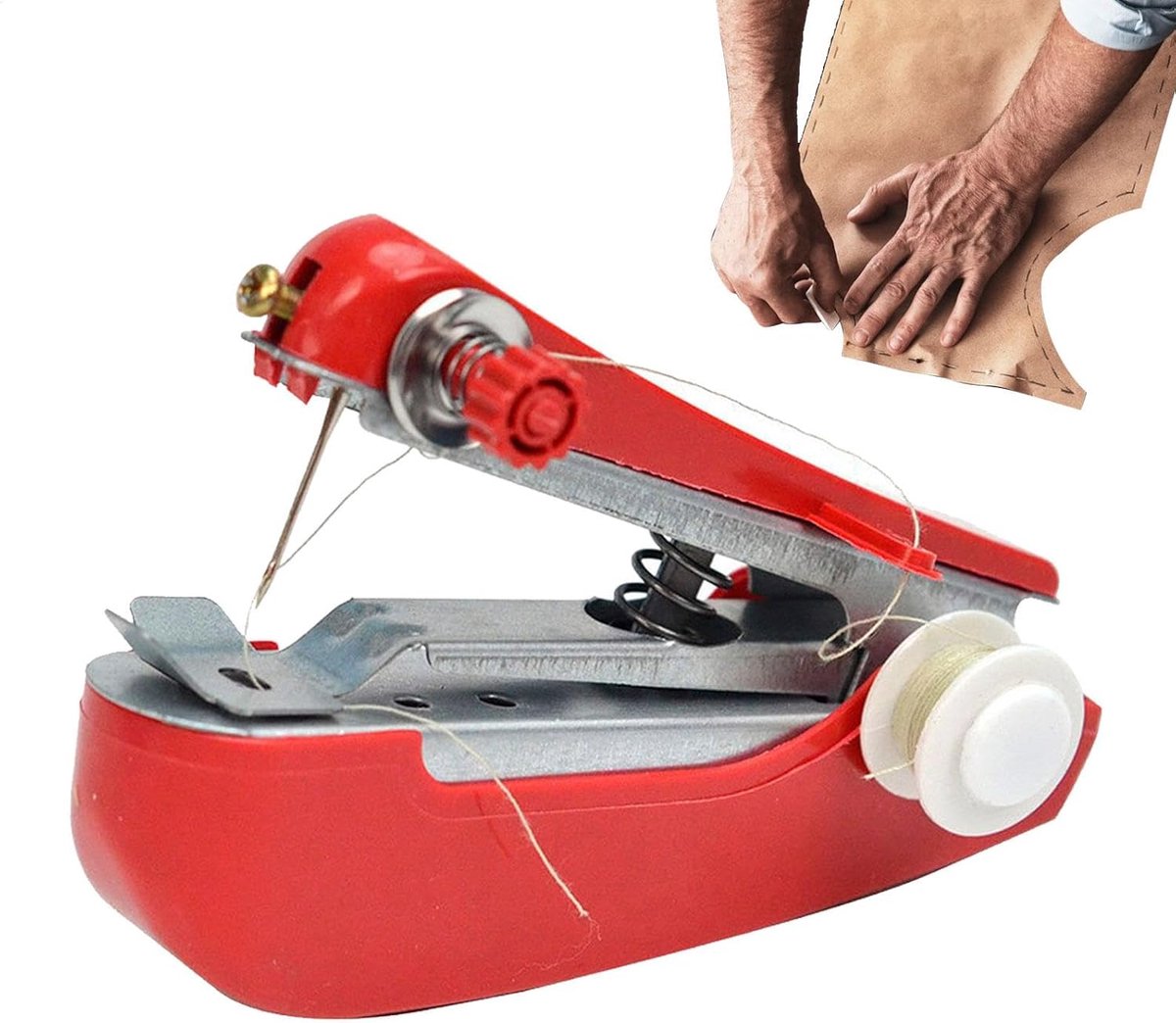 Handmatige Naaimachine - Draagbare Naaier - Snel Knutselen - Compact Lichtgewicht - 11 x 7 x 4 cm - Rood