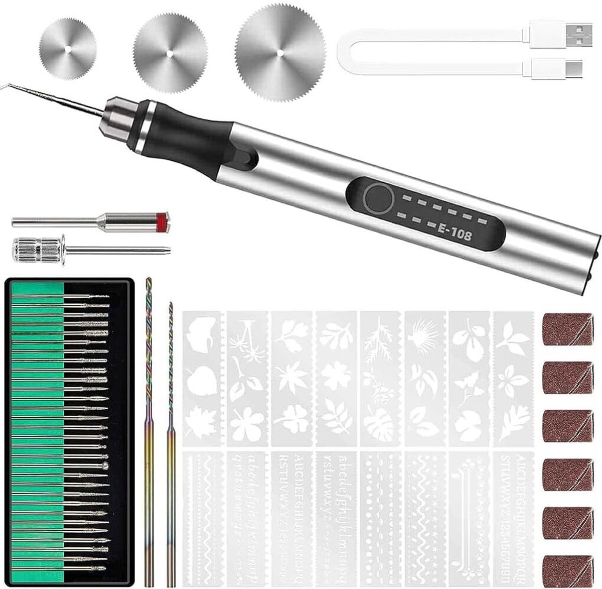 Graveer Set - Miniatuur Gereedschap - Sieraden Maken - Draadloos USB Oplaadbaar - 30 Min Gebruik - Zilver