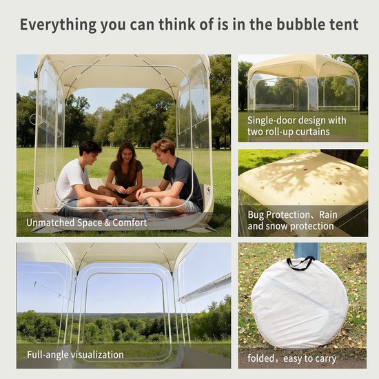 Pop-Up Tent - Koepeltent Bubble - Outdoor Bijeenkomsten - Snelle Installatie - 1-4 Personen - Transparant — afbeelding 4