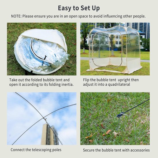 Pop-Up Tent - Koepeltent Bubble - Outdoor Bijeenkomsten - Snelle Installatie - 1-4 Personen - Transparant — afbeelding 2