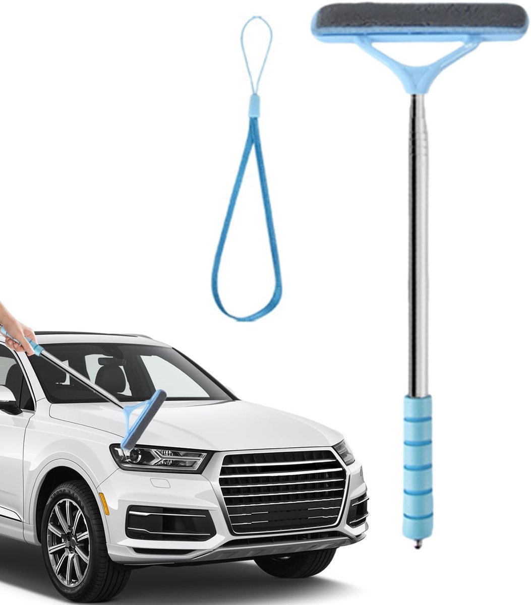 Autoreiniger Gereedschap - Ruitreiniger Staaf - Ramen Schoonmaken - Uitschuifbare Steel - 53-103 cm - Blauw