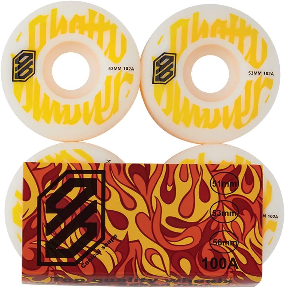 Skateboard Wielen Compleet Set Street Skatepark Conisch Profiel 53mm 102A
