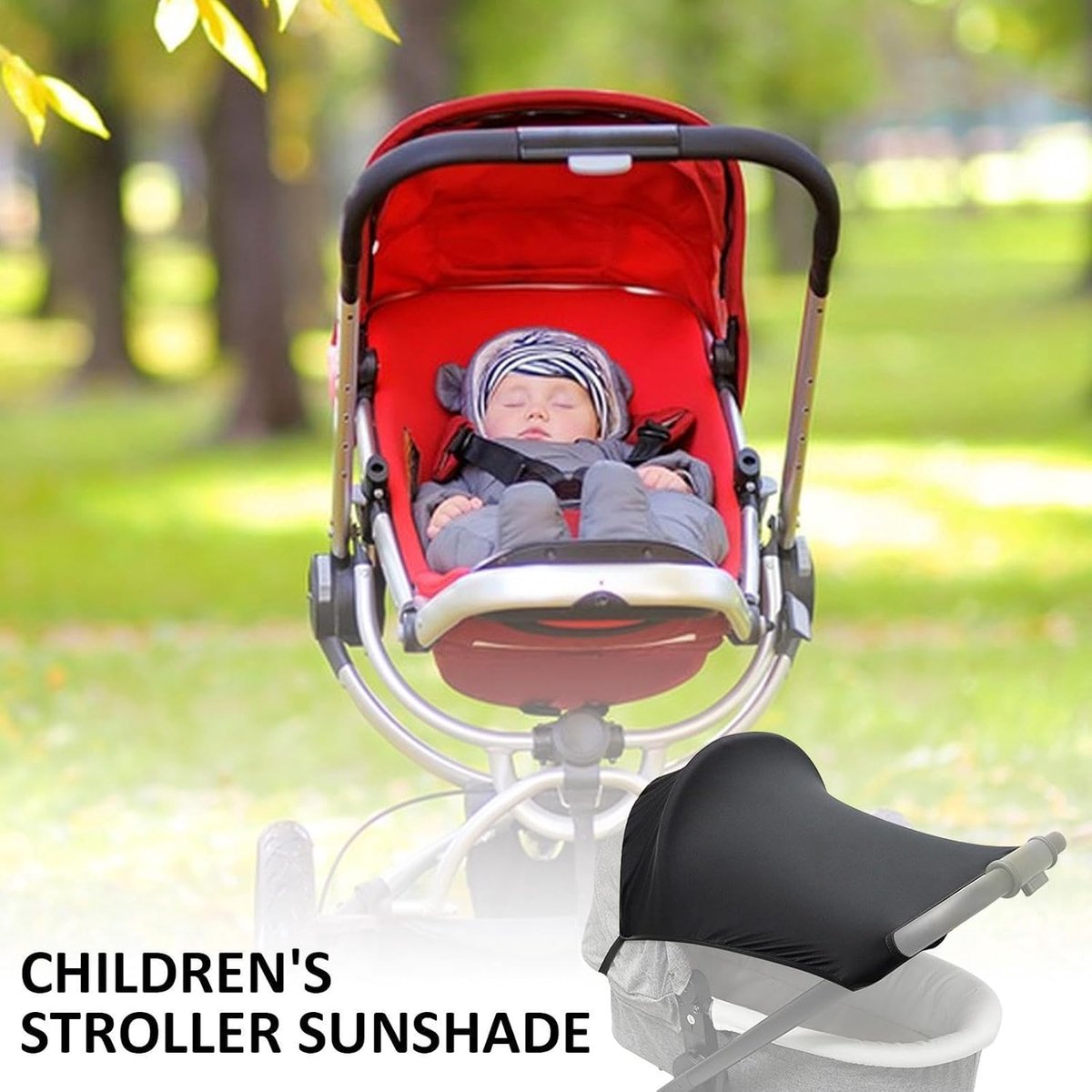 Kinderwagen Zonneklep - Luifel Net - Bescherming Baby - Ademend Katoen - 5 x 21 x 5 cm - Zwart Bruin