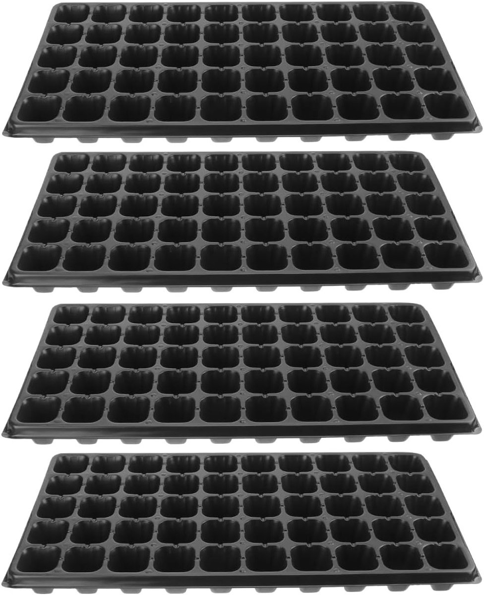 Set van 4 Herbruikbare Plantenkweekbakken met 50 Gaten en Afvoergaten voor Zaadstarten in de Tuin