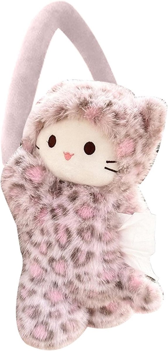 Zakdoekhouder Auto - Pluche Doos - Reizen Comfortabel - Schattige Kat Vorm - 22 x 32 cm - Roze
