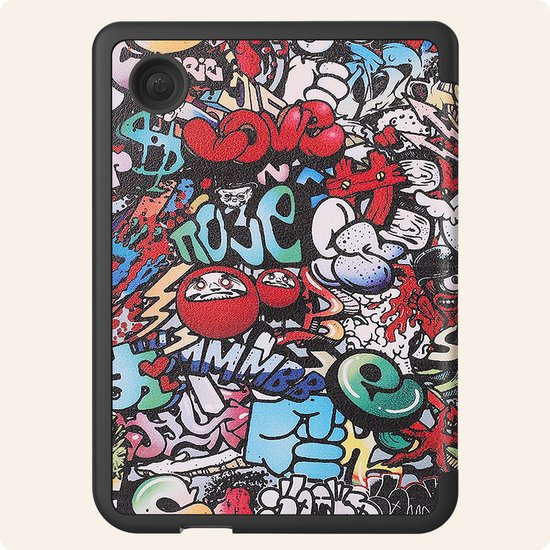 Hoesje Geschikt voor Kobo Clara BW Hoes Book Case Trifold - Hoes Geschikt voor Kobo Clara BW Hoesje Book Cover - Graffity van Hoesje  — afbeelding 5