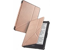 Hoes Geschikt voor Kobo Clara HD - Luxe E-reader Trifold Case - Bescherm Hoesje Book Cover - Rosé Goud
