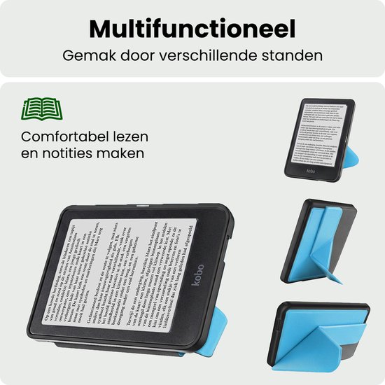 Hoes Geschikt voor Kobo Nia Hoesje Bookcase Cover Hoes Trifold Met Screenprotector - Hoesje Geschikt voor Kobo Nia Hoes Cover Case - Lichtblauw — afbeelding 3