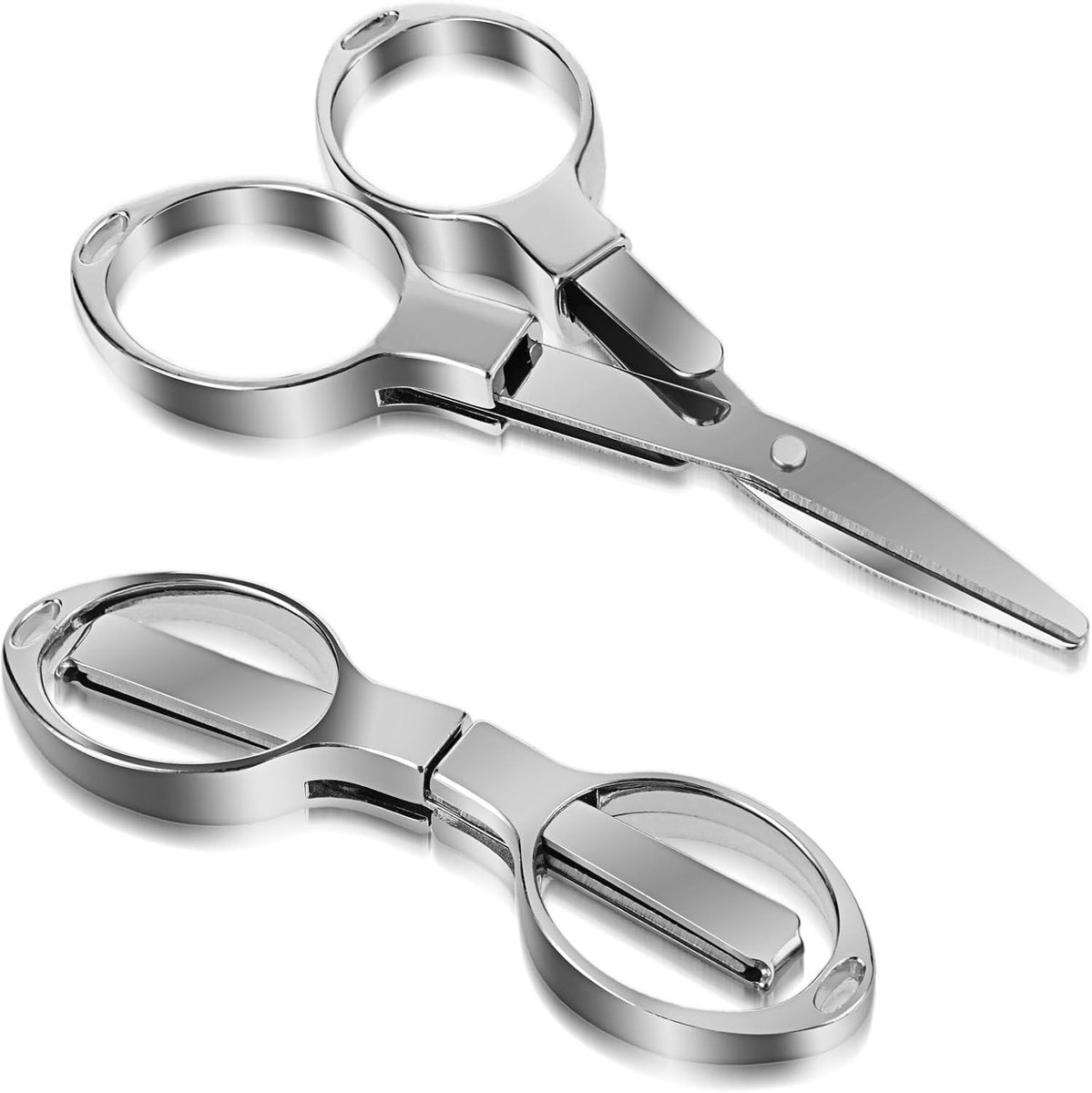 Set van 2 Opvouwbare Telescopische Scharen, Mini Reis Scharen voor Knippen, 8.5 x 2.3 cm, RVS Scharen voor Stoffen, Papier en Handwerk