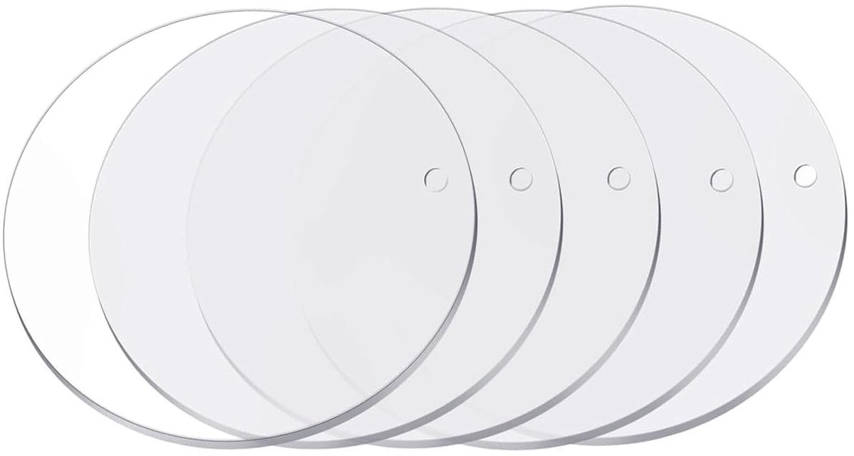 Set van 5 Heldere Acrylplaten, Ronde Grote Dikke Platen van 20 cm voor DIY Projecten, Foto's en Borden