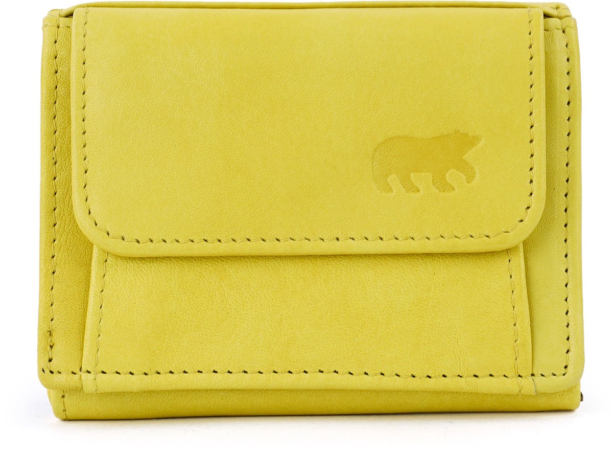 Bear Design Nana Leren Overslagportemonnee - Butter Yellow