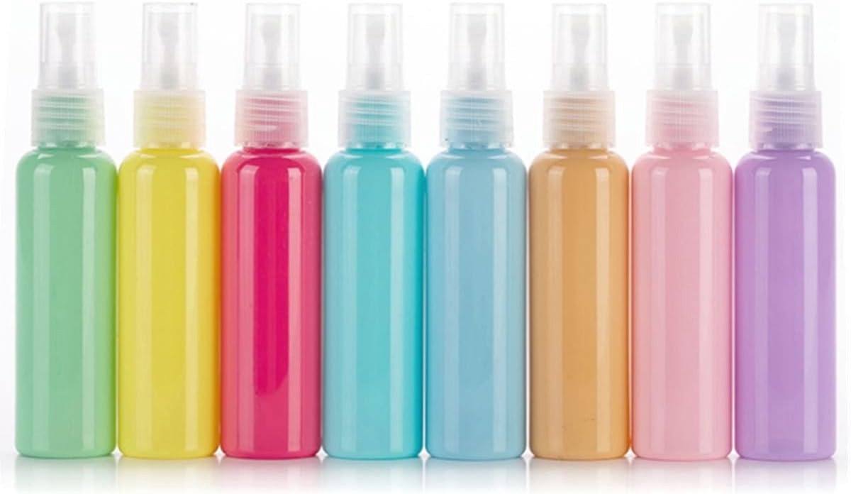 30ml Sprayflessen Set van 8 Stuks in Macaron Kleuren - Fijne Mist Atomizer, Herbruikbare Reiskoffers, Lekvrije Plastic Verpakkingen voor Toiletten, Parfums en Toners