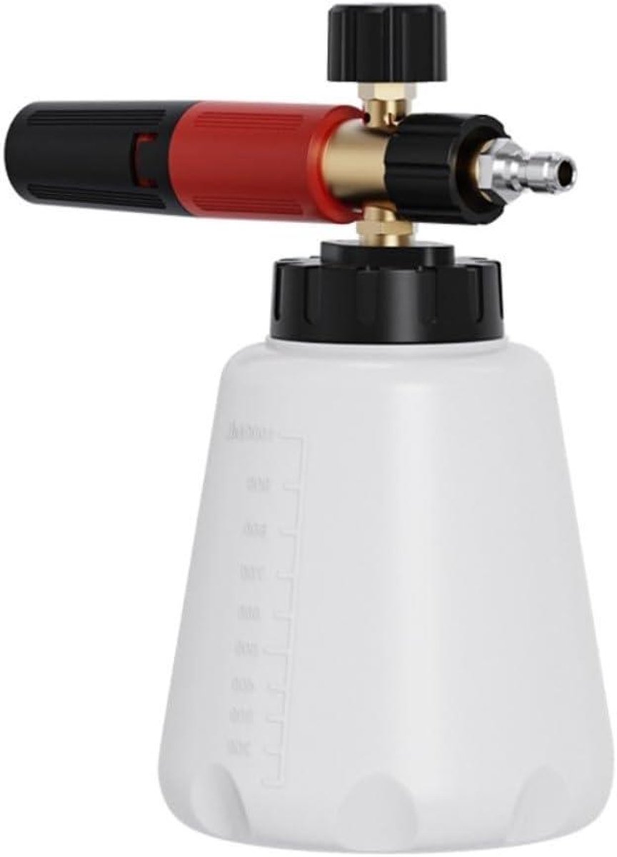 Sneeuwschuimlans Hogedrukreiniger - Schuimpot Lans - Auto Wassen - Verstelbare Schuimverhouding - 19 x 15 x 15 cm - Zwart Rood