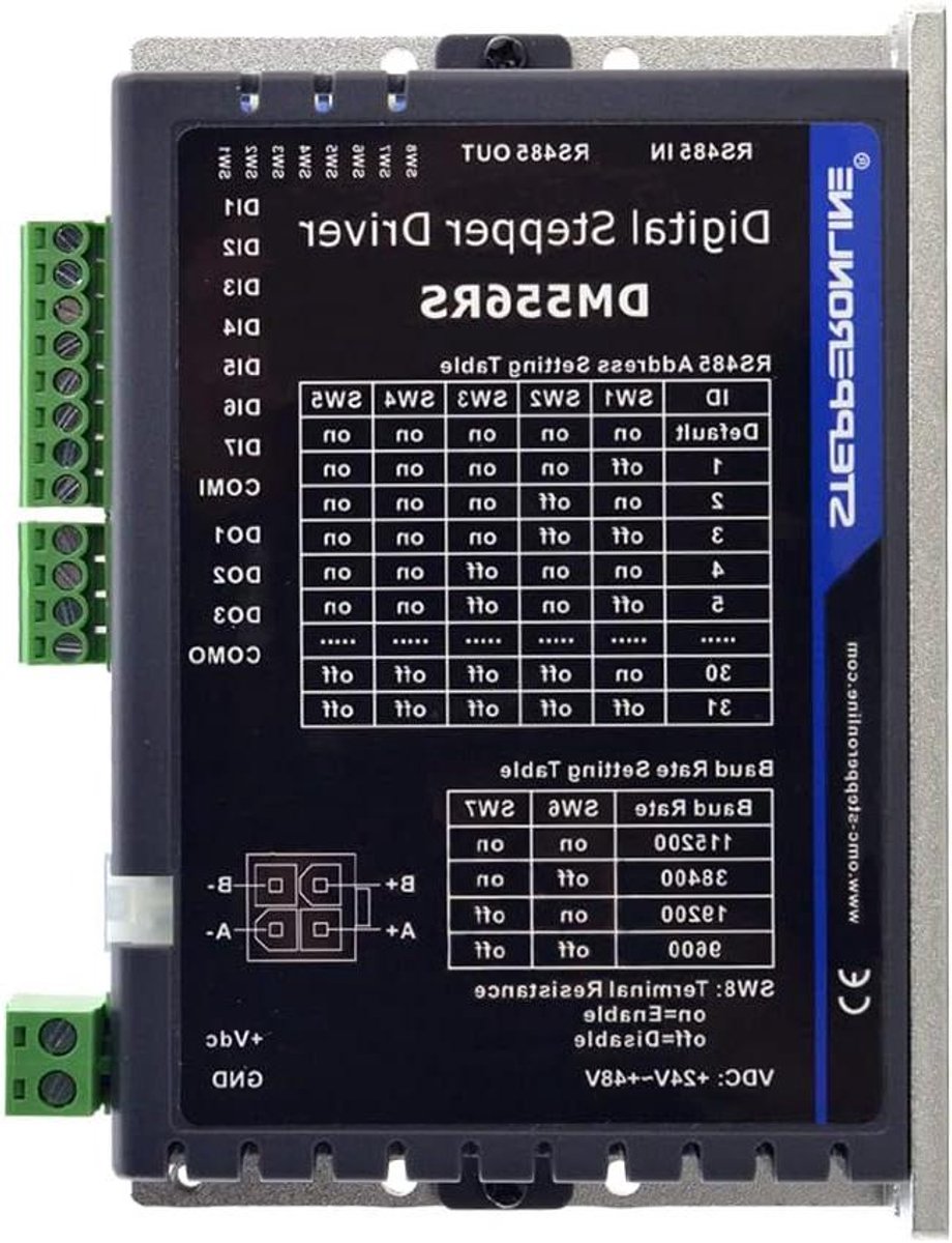 Stappenmotor Driver - Motoraandrijving Modbus - Industriële Automatisering - Geïsoleerde RS485 Bus - 24-48 VDC - Metaal
