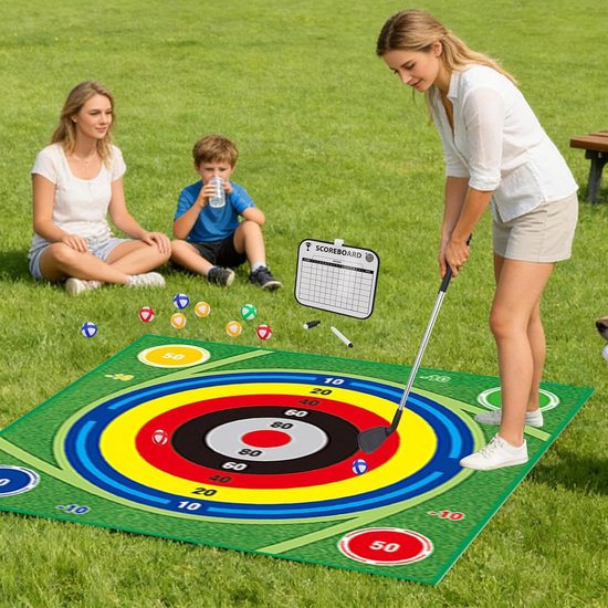 Golf Trainingsmat - Chip en Stick Set - Golfvaardigheden Verbeteren - Dubbelzijdig Verwisselbaar - 150 x 150 cm - TZ van GOLF — afbeelding 2