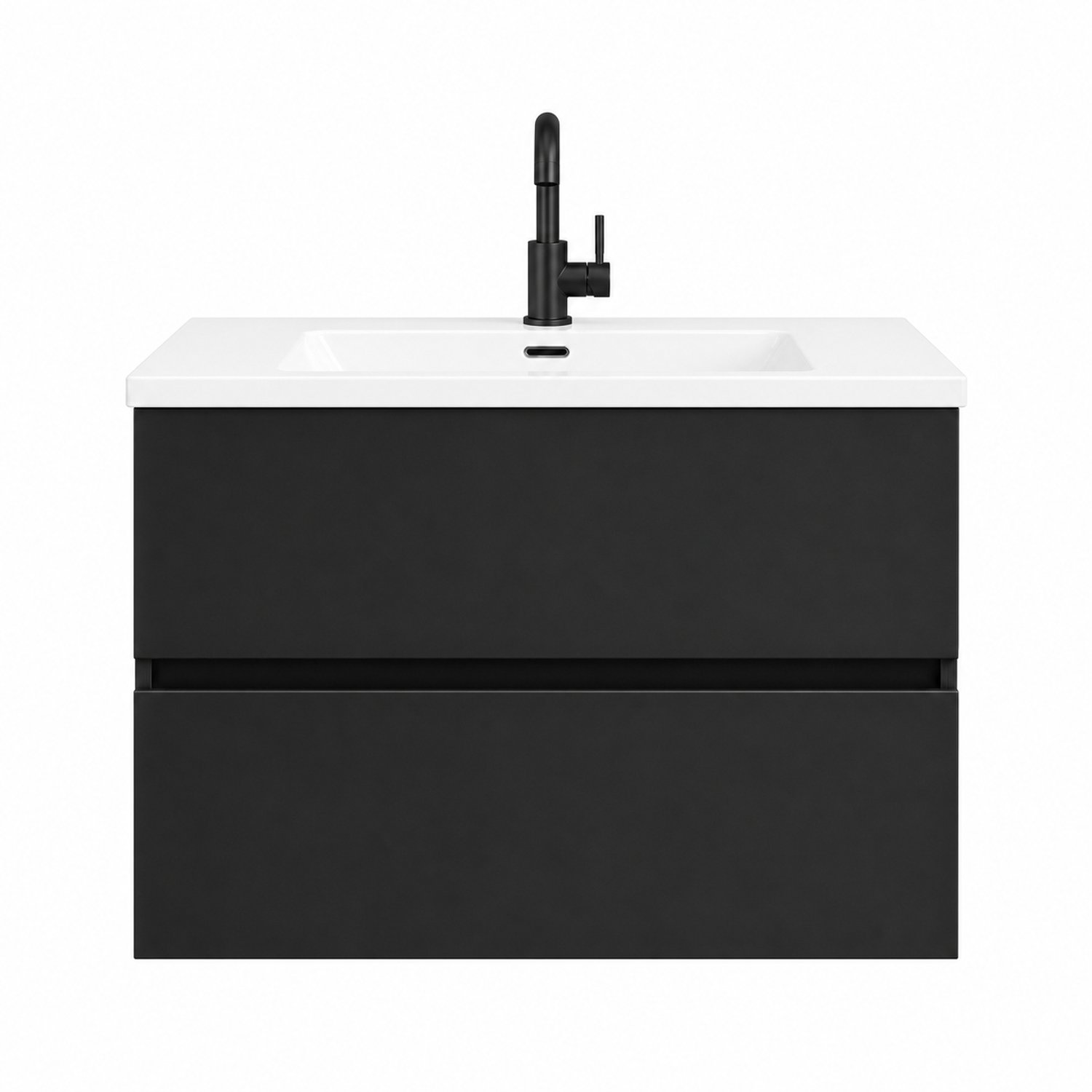 H&F Badkamermeubel Set MULTI Dubbel met 2 Wastafels 120x50x58 cm Mat zwart – Soft-Close – Zwevend Badmeubel Compleet