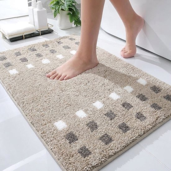 Casilin Toiletmat Vierkant - 60 x 60cm Brica - Antislip WC mat - Waterabsorberende wc-mat - Wasbaar en Sneldrogend - Beige, Taupe, Zand