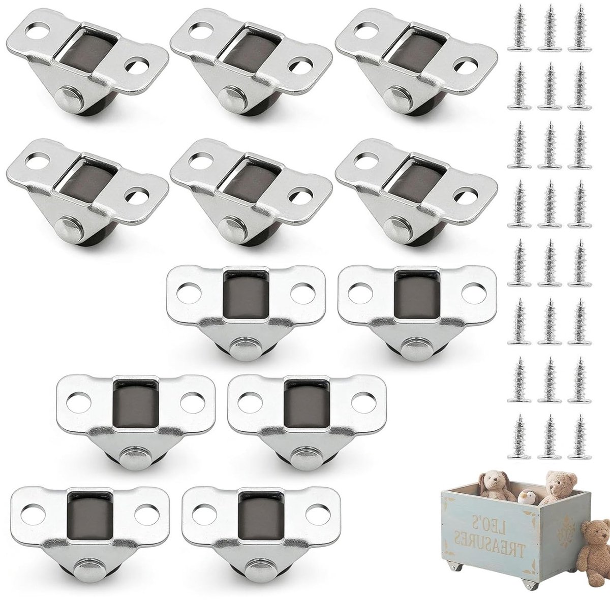 12 stuks rubberen meubelwielen 1,2 cm met stalen plaat - ideale mini-wielen voor meubels, lichte meubels en meubels op wielen