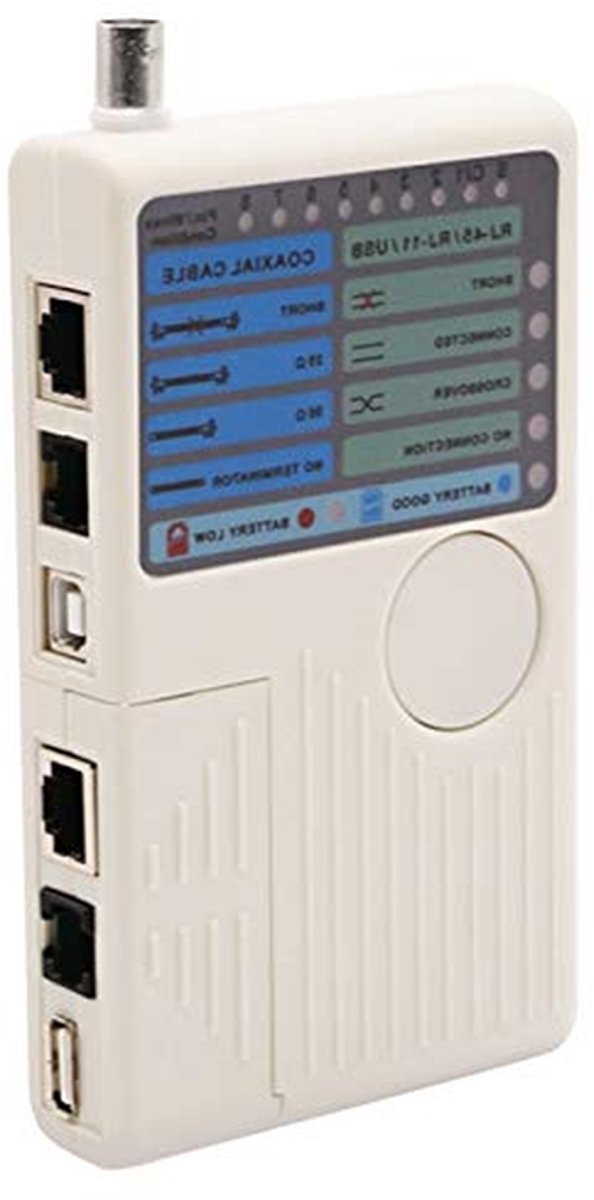 Kabeltester - Netwerk Detector - Bekabeling Controleren - 4-in-1 Functionaliteit - 17 x 11 x 4 cm - Wit