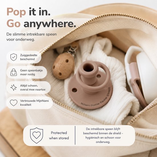 MijnNami Soother Speen Pop & Go - 2 stuks - Blush & Ivory - 0/18 maanden - Fopspeen - Siliconen Speentje Multifunctioneel van MijnNami — afbeelding 4