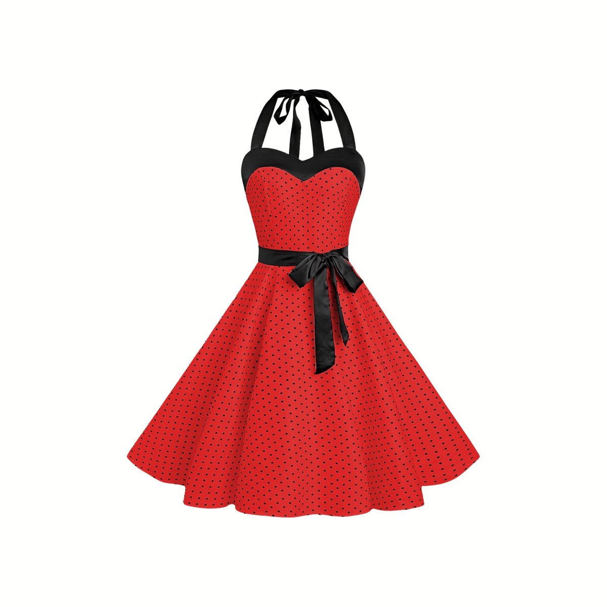 Currero Jurk Met Polkadots Stippen Zomerjurk Dames Zomerjurken Midi Jurk Volwassenen Ibiza Stijl Sundress Dress M Rood