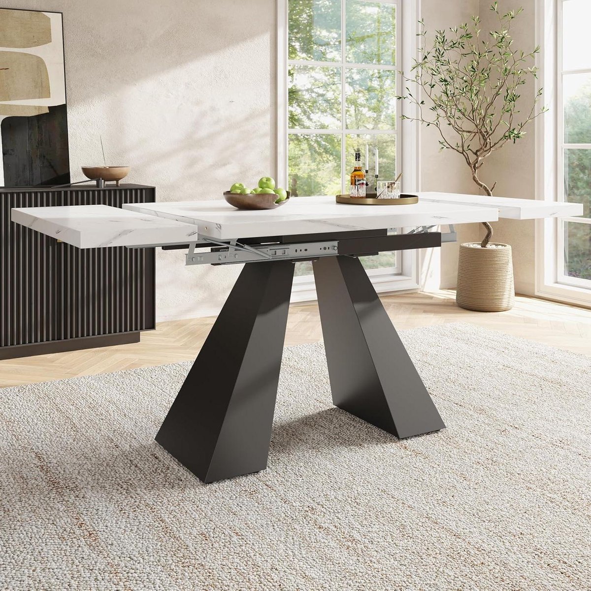 Uittrekbare Eettafel - Flexibele Tafel - Ruimte Besparen - Telescopisch Systeem - 99-159x74x77 cm - Wit