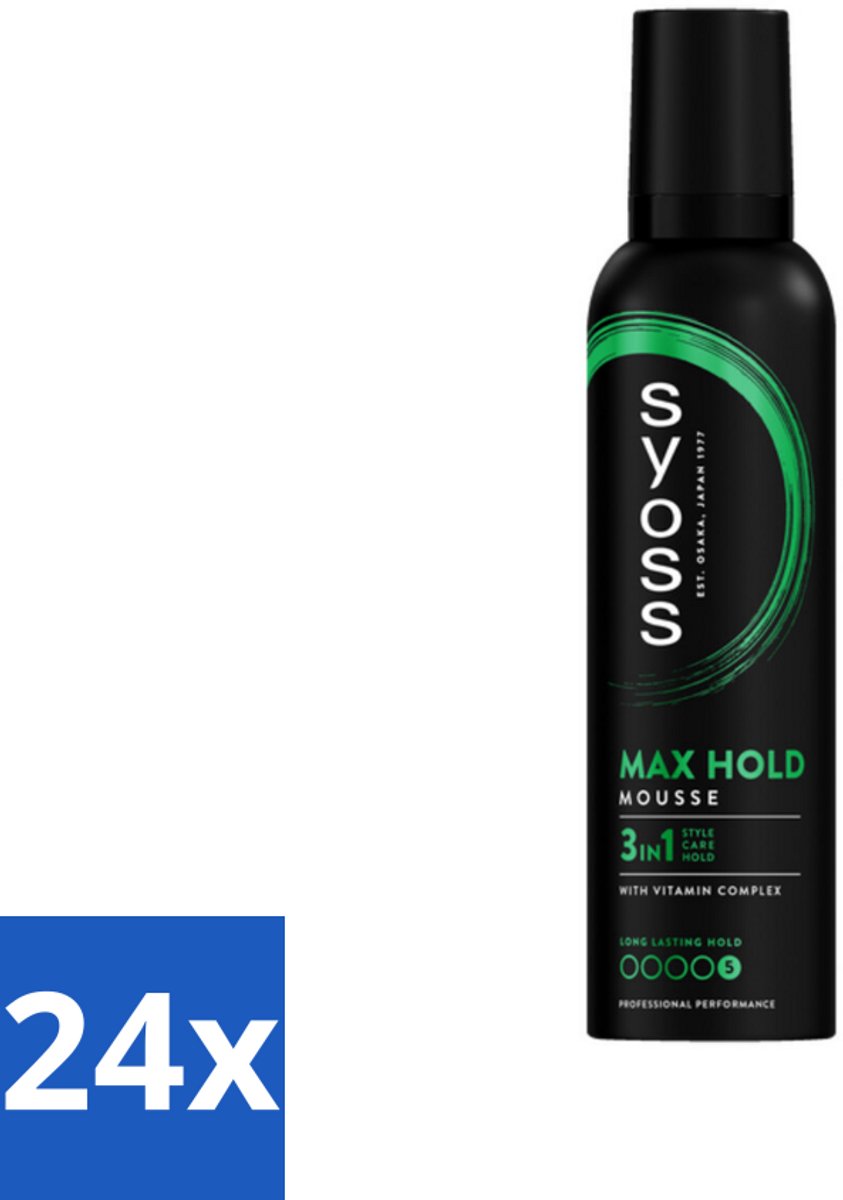 24 x Syoss - Max Hold - Haarmousse - Ultra Sterke Hold - 250 ml - Haar Mousse - Styling Mousse - Keratin Mousse - Haarversterking - Haarverzorging
