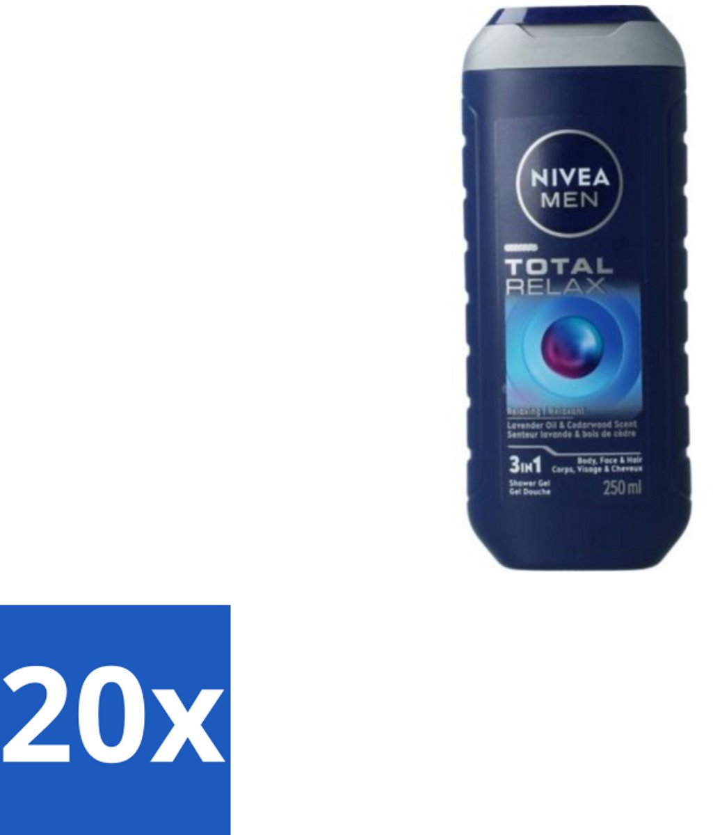 NIVEA MEN - Douchegel - Total Relax - 250 ml - Bulkverpakking - 20 stuks