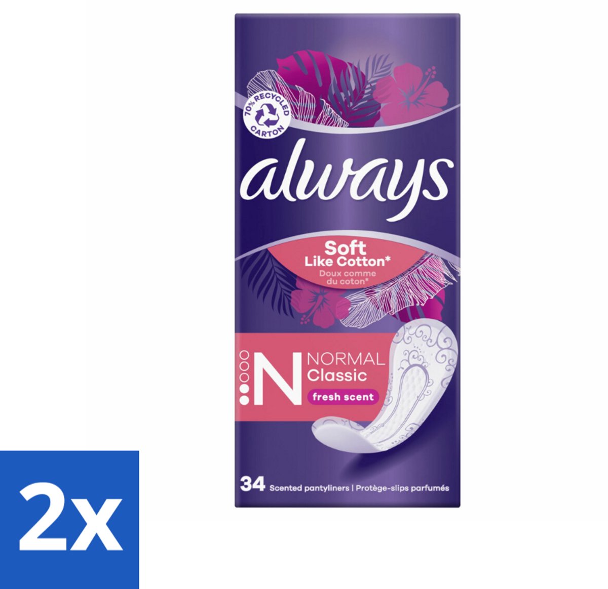 2 x Always - Inlegkruisjes - Normal - 34 Inlegkruisjes - Inlegkruisjes - Always - DailyFresh - Inlegkruisjes Normale - Hygiëne