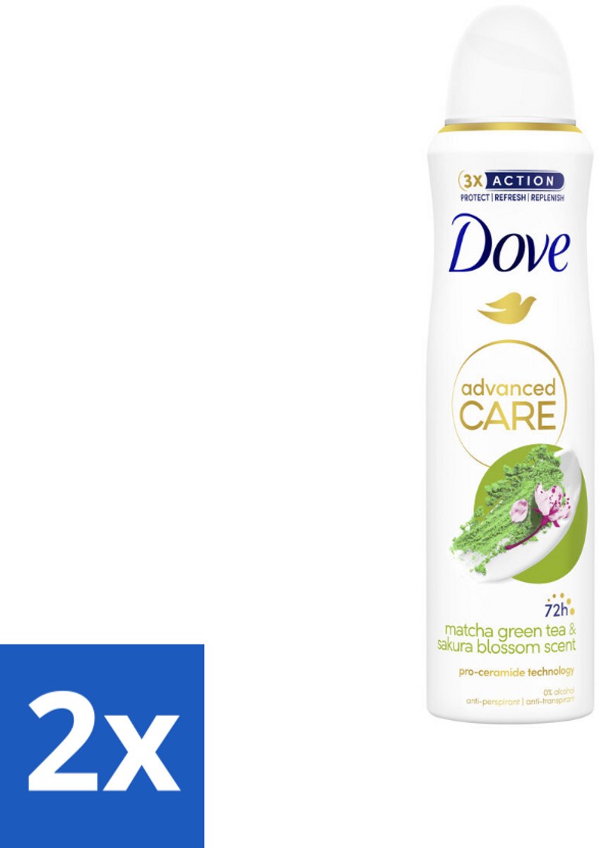 2 x Dove Deodorant Spray - Matcha & Sakura - 150 ml - Dove Deodorant - Anti-transpirant - Matcha - Sakura - Deodorant Spray