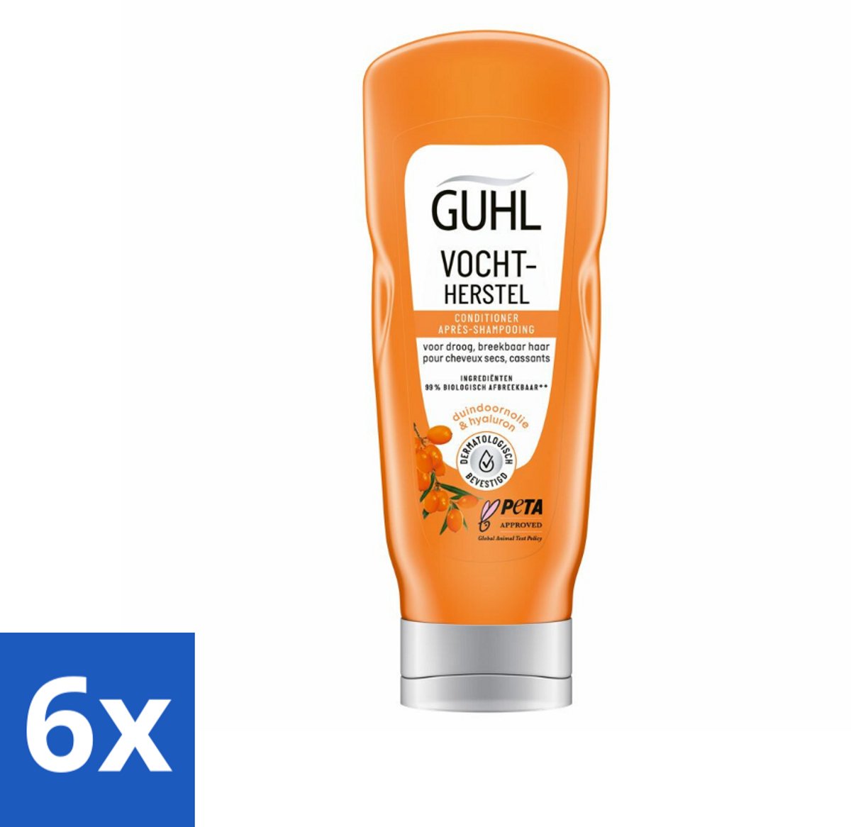 6 x Guhl - Crème Conditioner - Vochtbalans - 200 ml - Intensieve Hydratatie - Droge Haren - Vochtbalans - Conditioner - Tarwekiem-olie